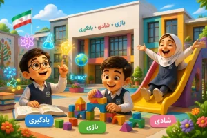 دانشآموزان شاد در حیاط دبستان مهدیار تهرانپارس؛ تلفیق بازیهای آموزشی و یادگیری خلاقانه در محیط مدرسه